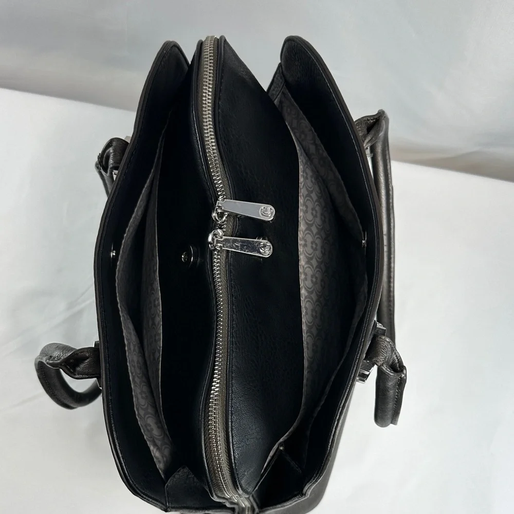 Dark Metallic/Shimmer Faux Leather Handbag/Laptop Tote